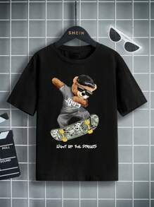 Con trai Hoạt hình In Ngắn tay Vòng cổ Áo thun Cho mùa hè - màu đen - Xem 1