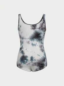 SHEIN Tween Girls Tie Dye Knitted Casual Bodysuit And Round Collar - Multicolor - View 2