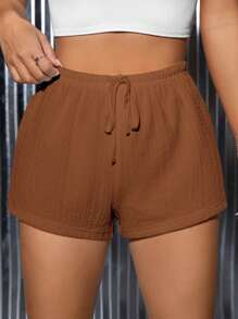 SHEIN PETITE 女式束腰短褲 - 棕色 - 查看 1
