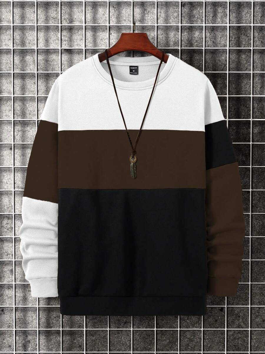 Manfinity Homme Nam Vòng cổ Khối màu Áo nỉ - Nhiều màu - Xem 1