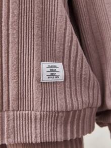 SHEIN Cô gái Ấm áp Mùa Đông Dệt kim Hoodie Và Quần ống loe Bộ Với Lá thư & Patch Đồ trang trí - Lạc đà - Xem 4