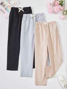 SHEIN 3入組適合青少年男孩戶外活動的運動休閒長褲 - 彩色 - 查看 1