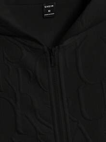 Manfinity RebelGame 男士字母印花花卉圖案正面拉鍊連帽衫 - 黑色 - 查看 3