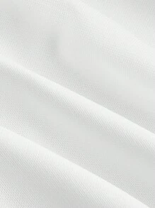 SHEIN MOD 女士拼接網眼分層下擺裝飾褶襉緊身連身裙,水鑽紐扣 - 白色 - 查看 4