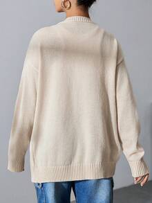 SHEIN Unity Cárdigan De Botones Sólido Para Mujeres - Albaricoque - Ver 2