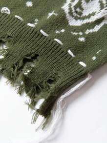 Manfinity Hypemode 男士復古渦紋針織毛衣背心 - 綠色 - 查看 7