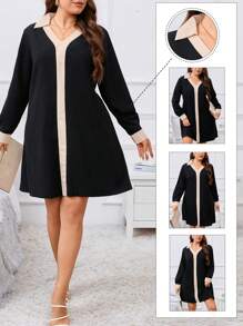 SHEIN Clasi Plus Contrast Trim Tunic Dress