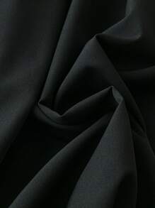 SHEIN LUNE 大码女式拼色边缘不对称下摆衬衫 - 黑色 - 查看 3