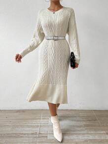 Calvaya Women's Sweater Dress With Raglan Sleeve Design