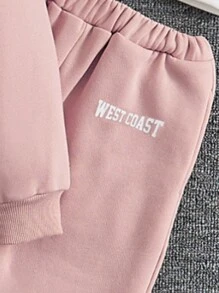 SHEIN EZwear Letter Graphic Super Crop Hoodie & Tank Top & Sweatpants