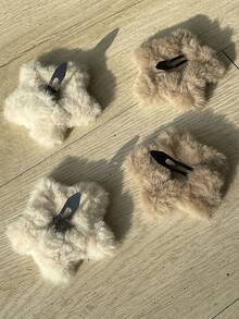 DAZY 4入組毛絨材質星形髮夾 - 彩色 - 查看 3