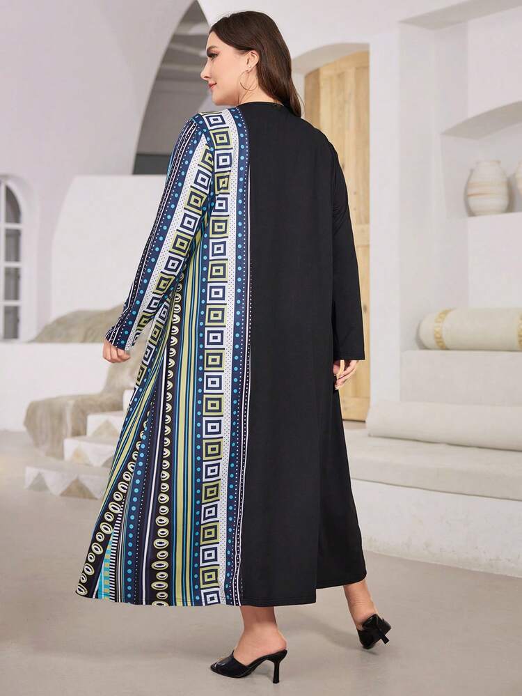 Women's Plus Size Patchwork Dress Kaftan Jalabiya Dress