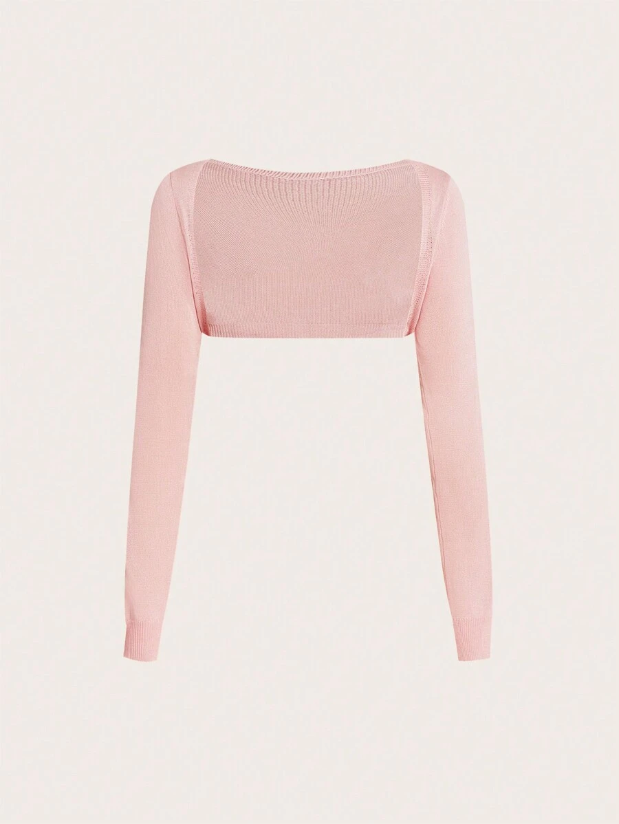 SHEIN MOD 女式青果領長袖開襟衫 - 粉色 - 查看 1