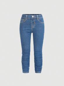 Jeans Para Jóvenes, Ajustados, Modernos Y Versátiles - Azul lavado medio - Ver 1