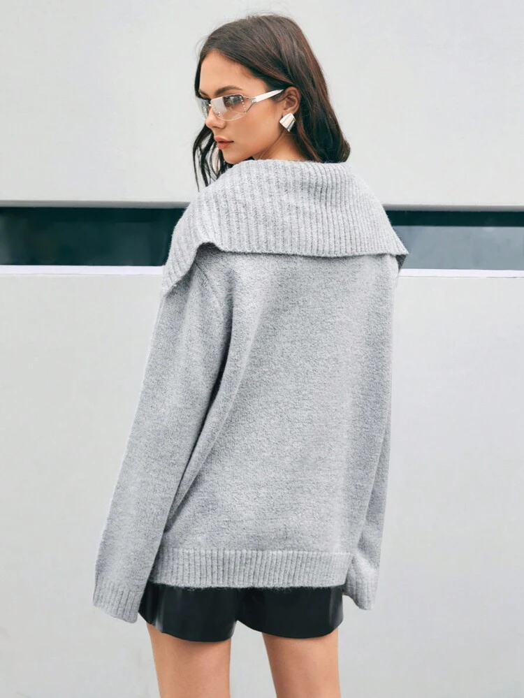 Women's Navy Collar Pullover Knit Pullover Fall Winter Sweater
