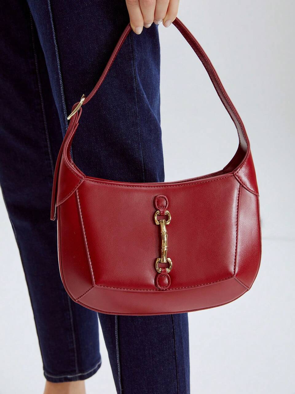 WOMEN'S COMMUTE MINIMALIST FASHION METALLIC DETAIL SHOULDER BAG