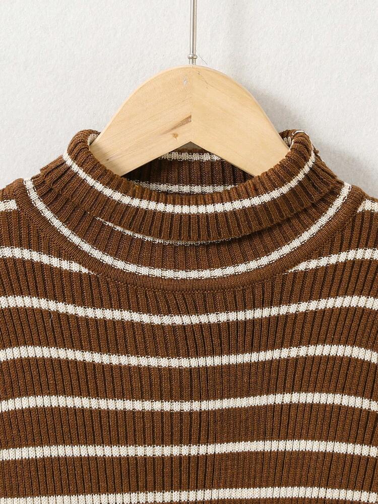 Girls' Striped Turtleneck Sweater
