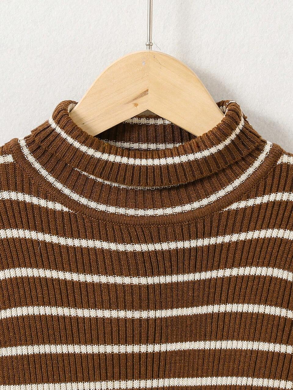 Girls' Striped Turtleneck Sweater Autumn Fall