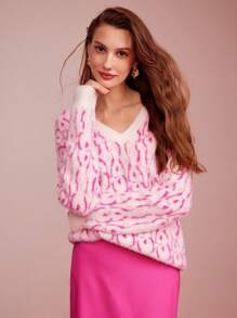 MOTF PREMIUM ALLOVER PRINT V-NECK SWEATER - Multicolor - View 4