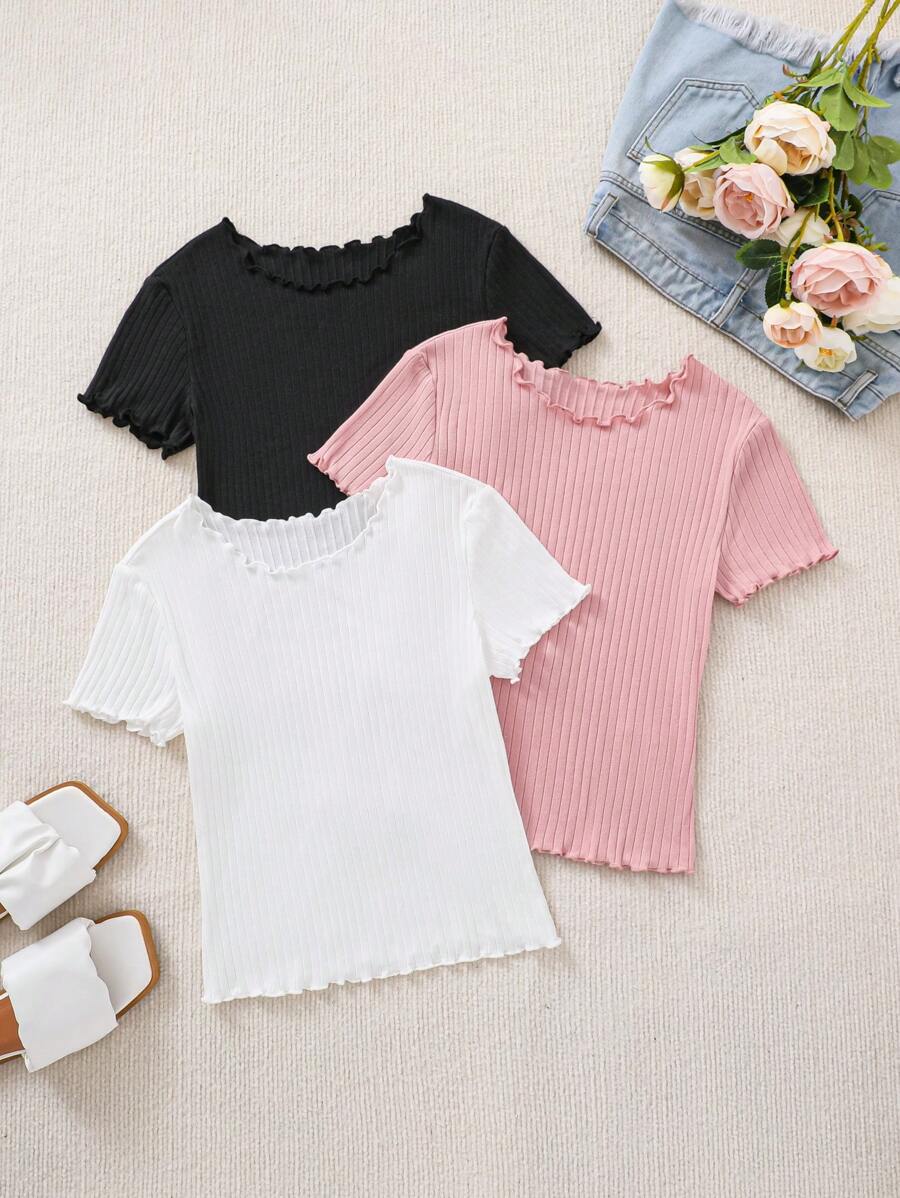 SHEIN Kaos Tween Girls - MultiWarna - View 1