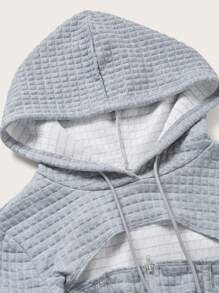 SHEIN ICON Quý cô Dây rút Hoodie Với Thiết kế rỗng - Màu Xám nhạt - Xem 3