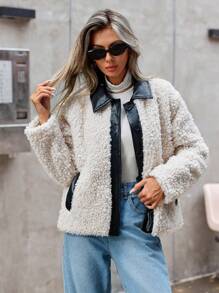 Aveloria Chaqueta De Piel De Oveja De Manga Larga - Albaricoque - Ver 4