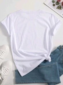 SHEIN Slayr Áo thun in họa tiết hình báo gêpa giáng sinh dành cho nữ - trắng - Xem 2