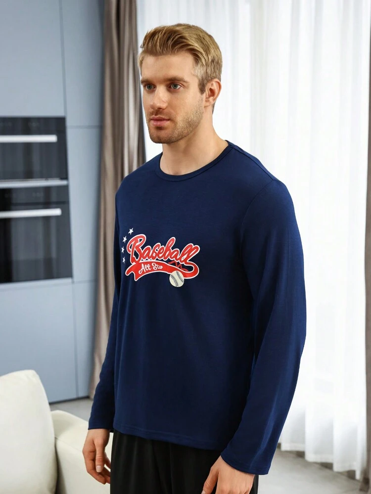 Men's Letter Print Loungewear Tops