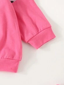 Baby Girls' Leopard-print Spliced Letter Print Sports And Casual Sweatshirt Set