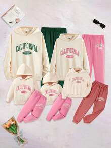 Của phụ nữ Mới Lá thư In Hoodie Màu hồng Quần Giải trí Thể thao , Có sẵn Đối với Gia đình Phù hợp ( 4 Bộ Riêng biệt , Mùa Đông ) - Nhiều màu - Xem 7