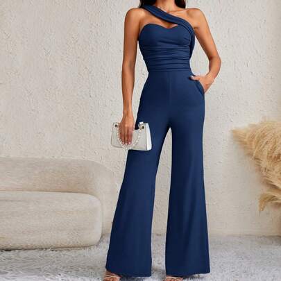 Women's One Shoulder Ruffle Jumpsuit