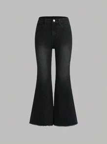 SHEIN Explorewe Tween Girl Flared Jeans - Black - View 1