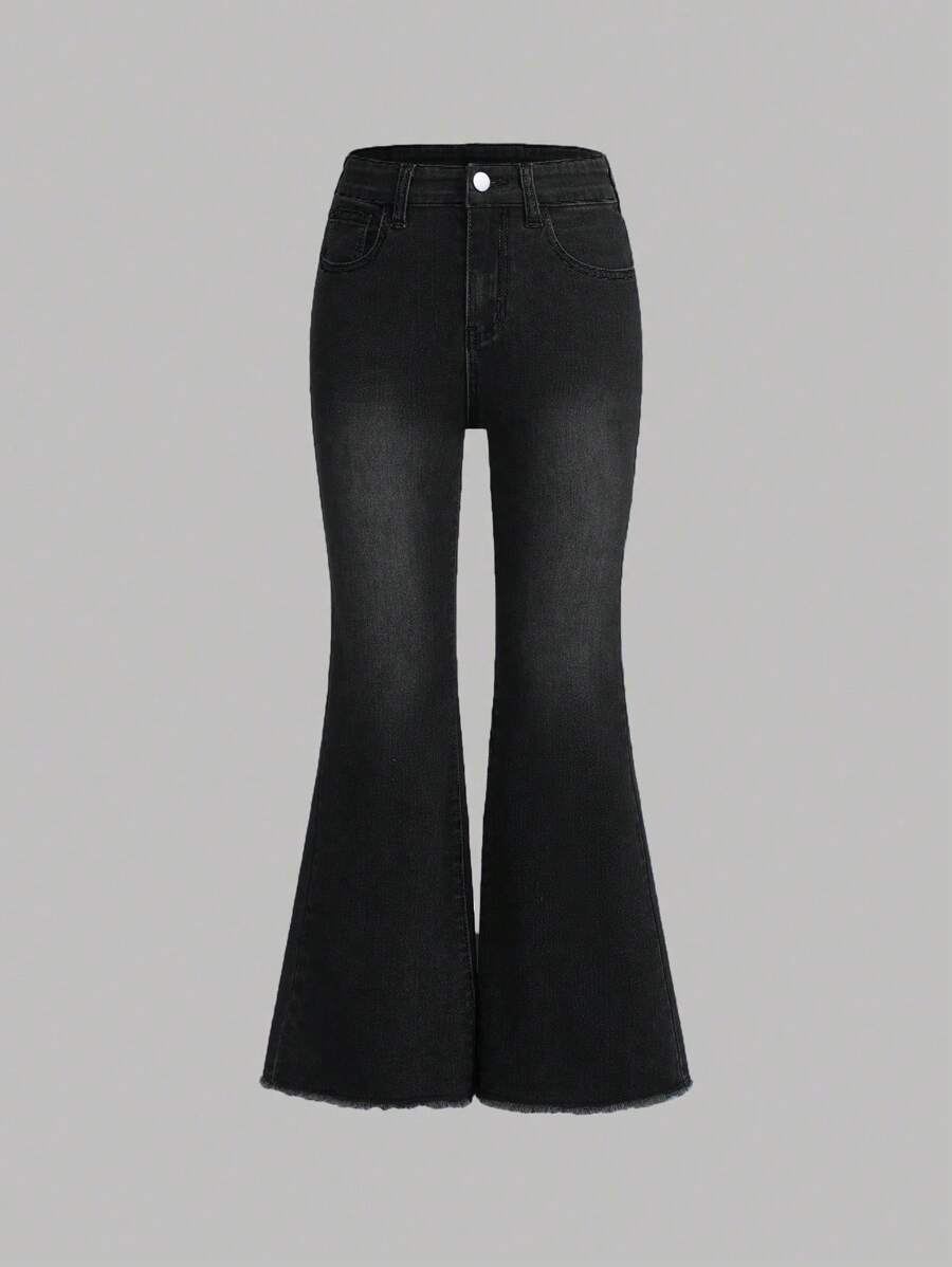 SHEIN Explorewe Tween Girl Flared Jeans - Black - View 1
