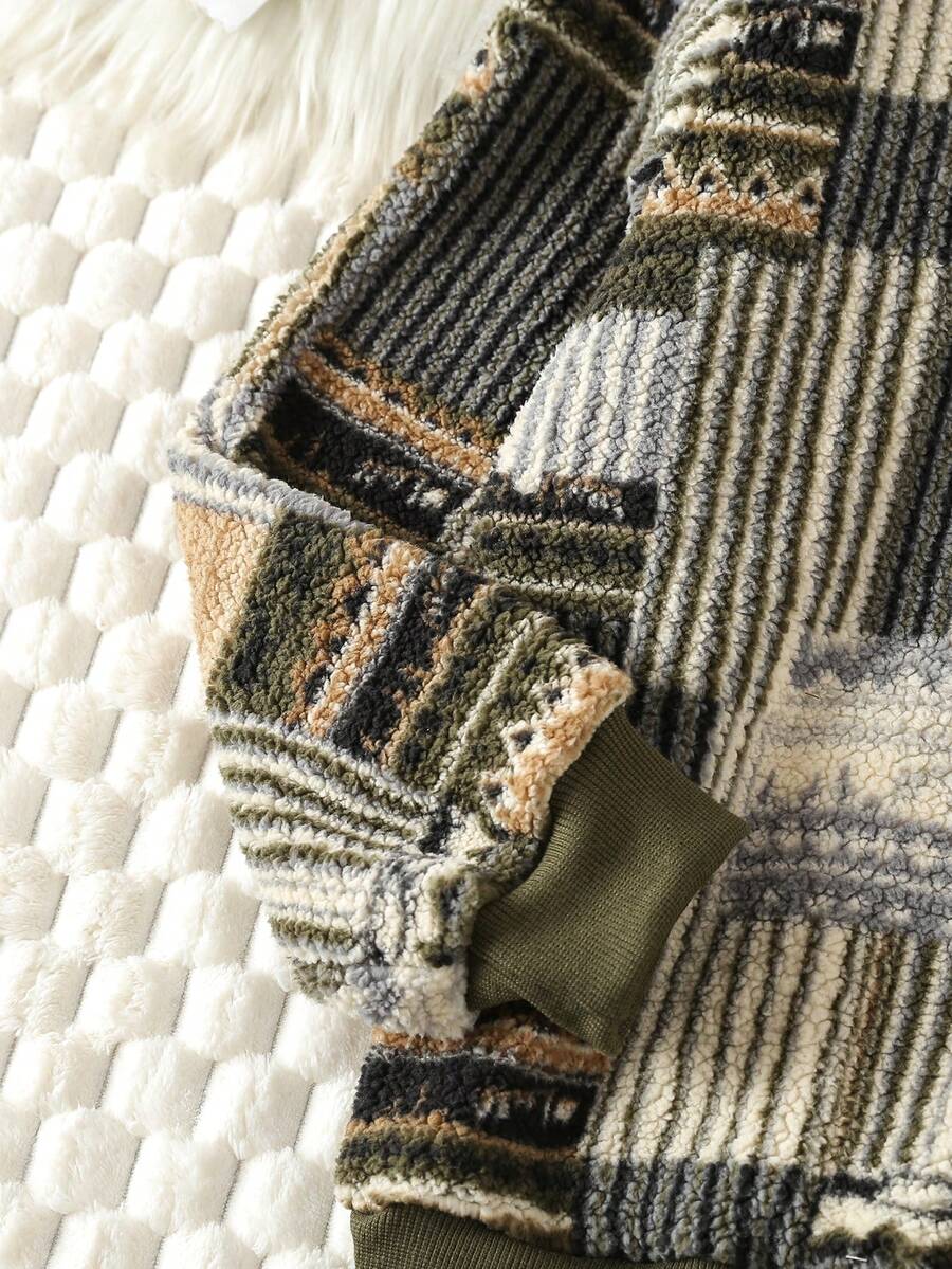 Boys' Patchwork Floral Printed Long Sleeve Pajamas Set With Top And