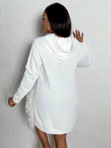 Slaydiva Felpa Con Cappuccio Di Grandi Dimensioni Di Colore Tinta Unita Con Orlo Sfilacciato - Bianco - Visualizzare 3