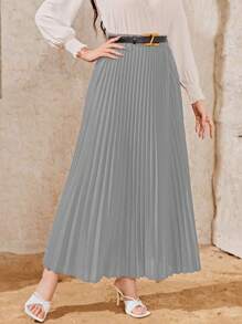 Modelyn Women's Monochromatic Simple Maxi Skirt - Grey - View 3