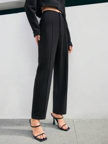 Anewsta Của phụ nữ Chân thẳng Quần tây - màu đen - Xem 7