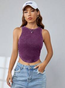 Muchica Knitted Slim Fit Tank Top - Purple - View 3
