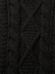 ANDREILEE Men's Casual Versatile Solid Color Knitted Sweater With Braided Floral Pattern - Black - View 6