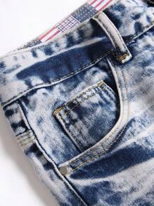 Nam Quần jean Bông Rách Frayed Rửa thuốc tẩy - Rửa nhẹ - Xem 4