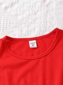 SHEIN Young Girl Heart Ruffle Trim Dress 3pcs/Set For Autumn And Winter