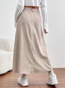 SHEIN Essnce 燈芯絨褶邊長裙