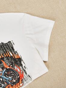 SHEIN EZwear Áo nữ Ô tô/xe hơi Lá thư Giải trí - trắng - Xem 5