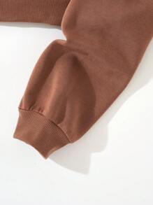 SHEIN EZwear 2 Miếng Chất rắn Dây rút Áo hoodie ngắn - Nhiều màu - Xem 4