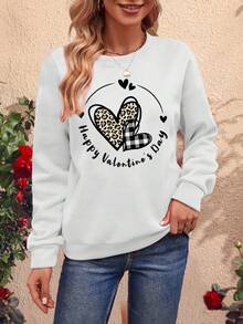 SHEIN LUNE 休閒女士印花運動衫 - 白色 - 查看 3