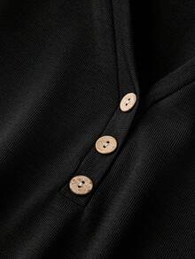 Calvaya 大尺碼女款連結裝飾長袖 T 卹 - 黑色 - 查看 4