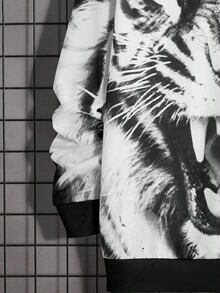 GENTILAND 男士虎紋帽衫 - 黑色 - 查看 3