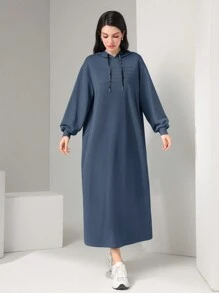 Mulvari 連帽抽繩衛衣連身裙 - 藍色 - 查看 1