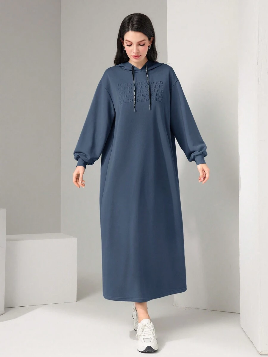 Mulvari 連帽抽繩衛衣連身裙 - 藍色 - 查看 1