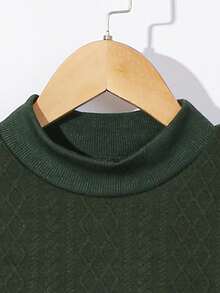 Young Boy Letter Patched Drop Shoulder Sweatshirt & Sweatpants - Green - View 3